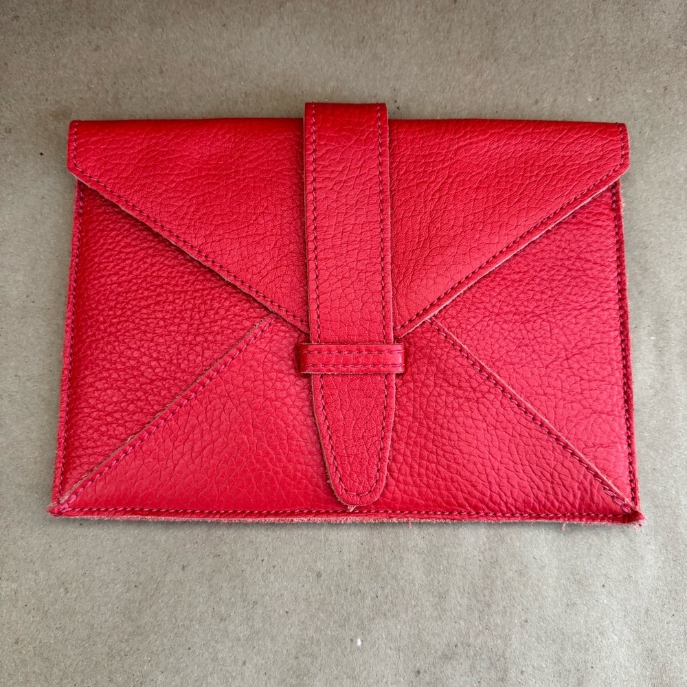 Roots Red Leather Kobo eReader Envelope Case. 7.75” by 5.5”